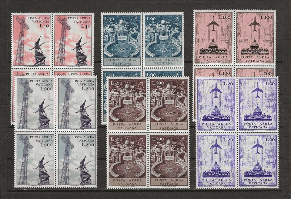 Vatican 1967 Sc# C47-52 set Airmail Jet over Cathedral Radio Tower blocks 4 MNH - Image 1 of 1