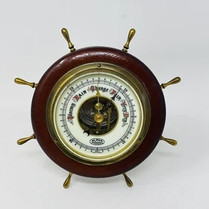 Vintage Alpha Barometer Wood Glass Desktop Tabletop Wall Weather West Germany - Picture 1 of 17