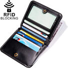 Womens RFID Blocking Leather Pocket Wallet Mini Coin Purse with ID Window(Black)