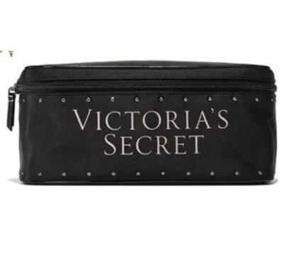 Victoria's Secret Satinado 3 piezas Maquillaje/Cosméticos/Tren de Viaje Estuche Negro/Plateado Nuevo con Etiquetas Foto 1 de 4