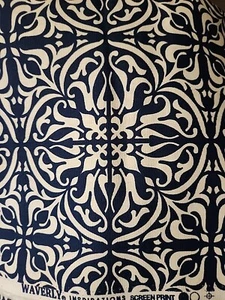 Waverly Inspirations Siebdruck blau weiß Paisley 3 Yd 19”X 44” Baumwollstoff - Bild 1 von 2