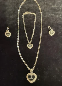 Vintage C&C Silver Color Necklace/Earrings/Bracelet 3 Pc. Set CC Costume Jewelry - Picture 1 of 8