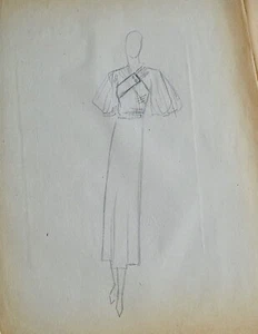 Vionnet Workshop - Original Drawing - Pencil - Dress Project 382 - Picture 1 of 1