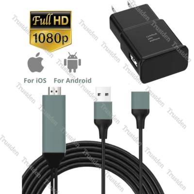 Adaptador 1080P HDMI Cable Espejo Teléfono a TV HDTV AV para iPhone iPad Android Foto 1 de 4