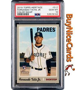 2019 Fernando Tatis Jr. Topps Heritage Farbe Swap RC Rookie #517 PSA 10 Gem Mint