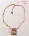 Vintage Betsey Johnson Pink Rose-gold Woven Owl 16-19" Necklace - Nwt New