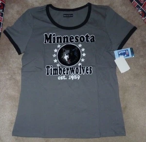 NEW NBA Minnesota Timberwolves Ringer T Shirt Women Ladies XL X-Large NEW NWT - Picture 1 of 1