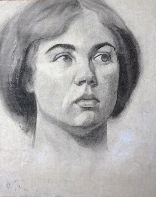 GREINER KOHLEZEICHNUNG MÄDCHEN FRAUEN PORTRÄT SIGNIERT LEIPZIG MAX KLINGER 1895 - Bild 1 von 4