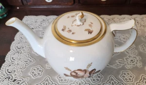 VINTAGE Royal Copenhagen Brown Rose Gold Trim Teapot #9103 signed, Denmark - Picture 1 of 11