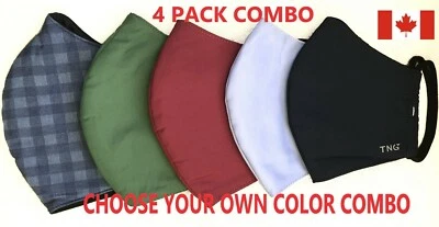 Pack of 4 Antibacterial NanoFabric Technology Reusable Washable Unisex Face mask - Image 1 of 4