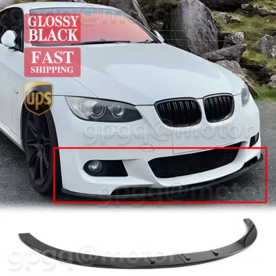 For BMW 3 Series E92 E93 M Sport 2007-2013 V Style Glossy Black Front Bumper Lip - Image 1 of 4