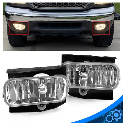 Pair Fog Lights Bumper Lamps Clear Lens Halogen For Ford F-150 F-250 1999-2004 - Image 1 of 4