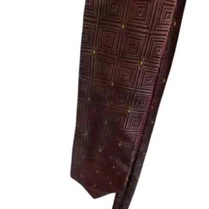 Joseph & Feiss Tie 100% Silk Red/Brown Tone Geometric Multicolor Classic Fun - Picture 1 of 8