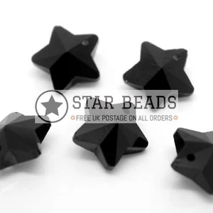 10 X CIONDOLI CRISTALLO 14MM VETRO SFACCETTATO STELLA FARE GIOIELLI JET - Foto 1 di 1
