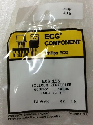 ECG116 飞利浦心电图整流器二极管 600 伏 DO-41 轴 6 件 — 第 1/2 张图片