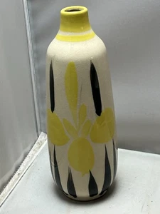 MId Century MOD Signed MORSMAN Pottery Vase Black Yellow - Picture 1 of 4