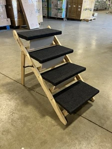 Wooden Dog Stairs/Steps - Foldable 4 Levels Pet Stairs & Ramp Perfect for Bed... - Picture 1 of 7