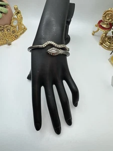 SNAKE BANGLE YELLOW RHINESTONE AND HARD BRASS METAL - Picture 1 of 8