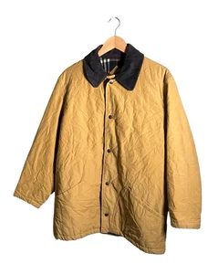 Burberrys Quilted Jacket Mens Large Beige Nova Check Cord Collar Vintage Coat - Picture 1 of 17