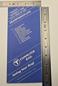 MBTA Pendlerbahn Papierfahrplan für Framingham Line 27.10.1986 - Bild 1 von 2
