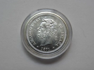 MONEDA EN PLATA AMADEO I - 1871 - 5 PESETAS - MADRID - Imagen 1 de 2