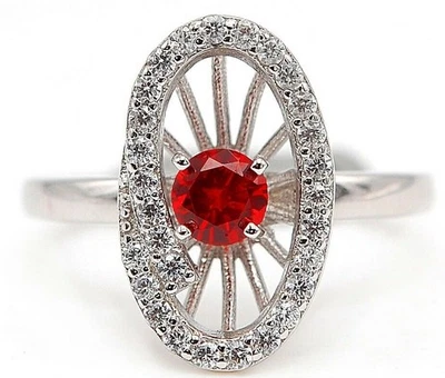 Anillo de plata de ley 925 granate de fuego y topacio blanco de 1 quilate talla 6 N2-3 Foto 1 de 2