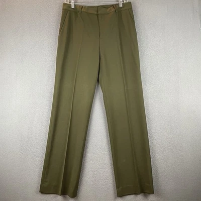 Pantalones Ralph Lauren De Colección Talla 8 Verde Lana Pierna Recta Frente Plano Tiro Alto Elegante Foto 1 de 4