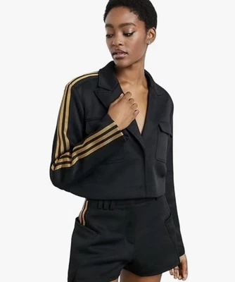 ADIDAS X IVY PARK Crop Suit Track Jacket Black Gold Pique 1X 14 XXL NWT $120 - Image 1 of 4