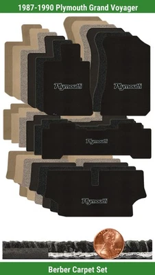 Conjunto de tapete berbere personalizado para '87-90 Plymouth Grand Voyager com logotipo (4 peças) #1138 - Imagem 1 de 4