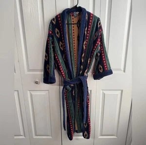 Bata de felpa Stafford multicolor suroeste azteca talla única vintage - Imagen 1 de 7