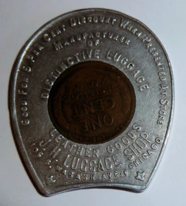 Encased Cent 1922 D In Aluminum AD Chicago IL Wabash Ave. Rare Date Weak D - Bild 1 von 2