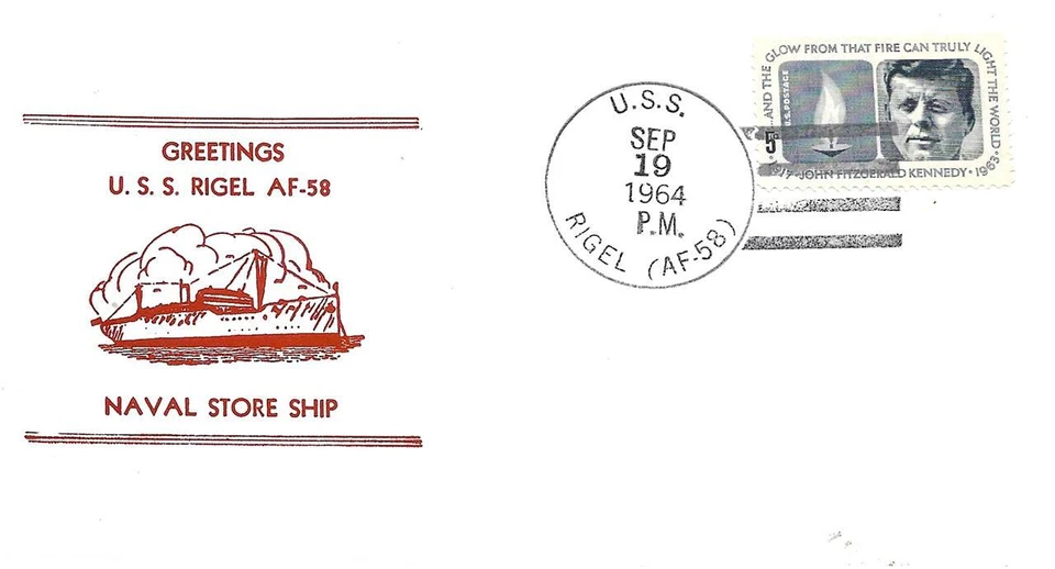 RIGEL (AF-58) 19 de septiembre de 1964 Locy tipo 2(n+) matasellos Nicholson Cachet Foto 1 de 1