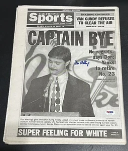 Rare - DON MATTINGLY Yankees Signed FULL NY DAILY NEWS 1997 Retires - PSA/Dna - Picture 1 of 4