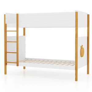 2-in-1 Twin Over Bunk Bed Frame w/ Integrated Ladder & Safety Guardrails - Picture 1 of 6
