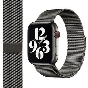 Oryginalny Apple Watch Milanese Loop Silver 44mm Stal nierdzewna Grafitowy pasek - Zdjęcie 1 z 3