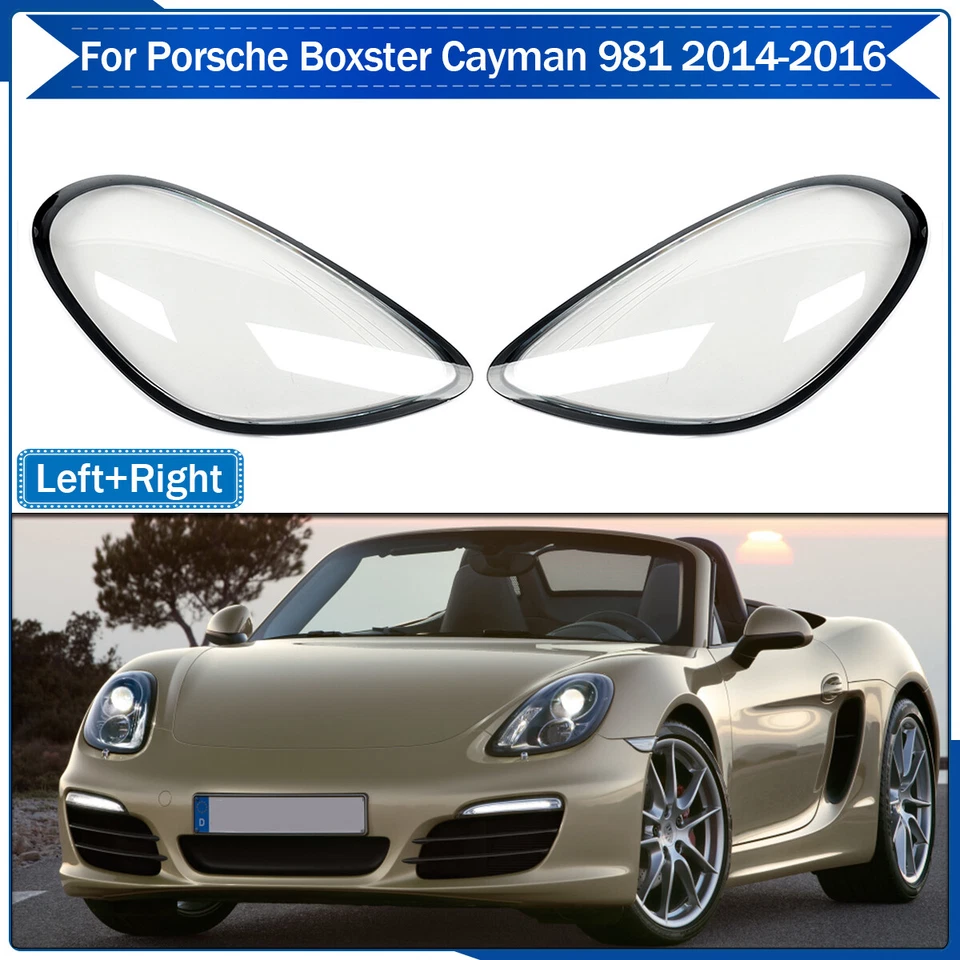 NUEVO par de cubiertas de lente de faros delanteros para Porsche Boxster Cayman 981 2014-2016 L+R Foto 1 de 4