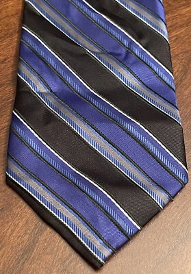 Van Heusen 黑色蓝色 100% 聚酯纤维男式领带中国制造条纹 — 第 1/4 张图片