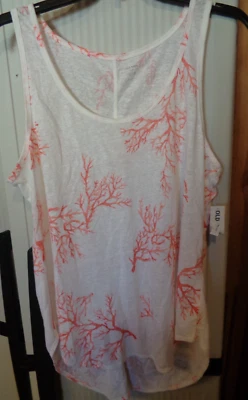 NUEVO JERSEY/TANQUE MUJER ANTIGUO AZUL MARINO TALLA GRANDE BLANCO CON LINO FLORAL ROSA/POLIÉSTER Foto 1 de 4