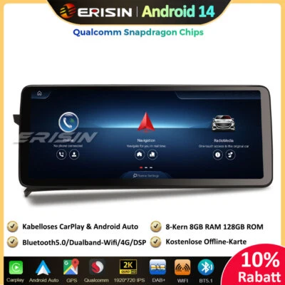 12.3" 128GB Android 14 Autoradio GPS Für Mercedes C-Klasse W204 DAB+ CarPlay SWC - Bild 1 von 4