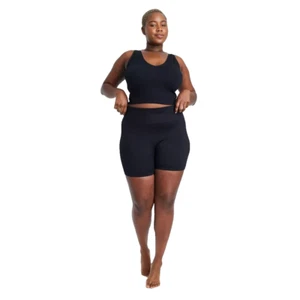 Pantaloncini bici donna senza cuciture a costine Colsie nero S - Foto 1 di 3