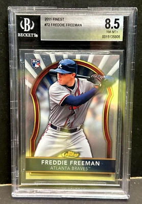 Freddie Freeman 2011 Topps Finest Rookie RC #72 BGS 8.5 NM-MT+ World Series MVP - Image 1 of 2