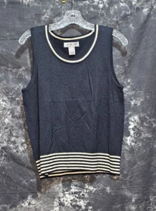 Judith Hart Collection - Black and Ivory Silk Blend Sleeveless Top - Large - Picture 1 of 2