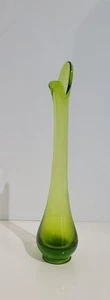 Vintage Viking Swung Green Glass Vase  10" Mid Century Modern Art Deco - Picture 1 of 5