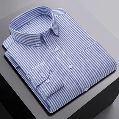 Mens Dress Oxford Shirts Formal Business Long Sleeves Cotton Casual Shirts Tops - Image 1 of 4