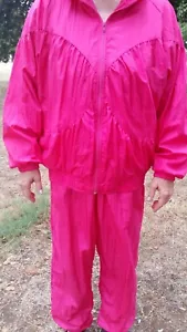 Vintage Bocoo Women's Windbreaker Suit Sz L Hot Pink Full Zip waist 28 to 40 - Picture 1 of 4