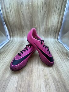 Girl's Nike Bravata Youth Pink/Black Soccer Cleats Shoes #84442-600 Sz 13C Used