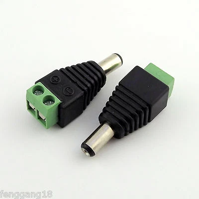 10x CCTV Balun 5.5mm x 2.1mm 2.1 Male LED DC Power Plug Camera Adapter Connector - Image 1 of 4