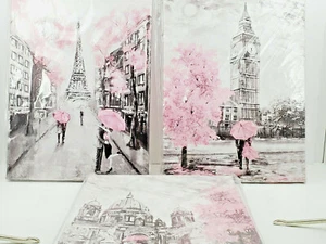 3 Canvas Prints Of A Couple Viewing Eiffel Tower- Big Ben & Berlin Building - Picture 1 of 10