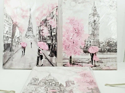 3 Canvas Prints Of A Couple Viewing Eiffel Tower- Big Ben & Berlin Building - Image 1 of 4