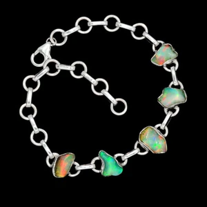 Pulsera de plata de ley 925 en bruto de ópalo etíope natural SB17139 - Imagen 1 de 1